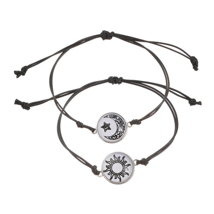 Romantic Luminous Sun Moon Couple Bracelets for Women Men Handmade Braided Rope Matching Bracelet Valentine's Day Jewelry Gifts Beauty World Shop
