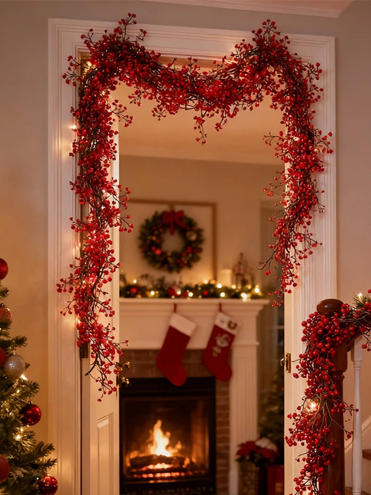 1.8m Artificial Hanging Plants Garland Plastic Red Ferns Fake Ivy Plant for Christmas Home Wedding Table Party Garden Decoration Beauty World Shop