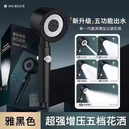 New High Pressure Water Saving Filter Shower Head 5 Modes Handheld Shower Head One Button Stop Bathroom Accessories Set Beauty World Shop