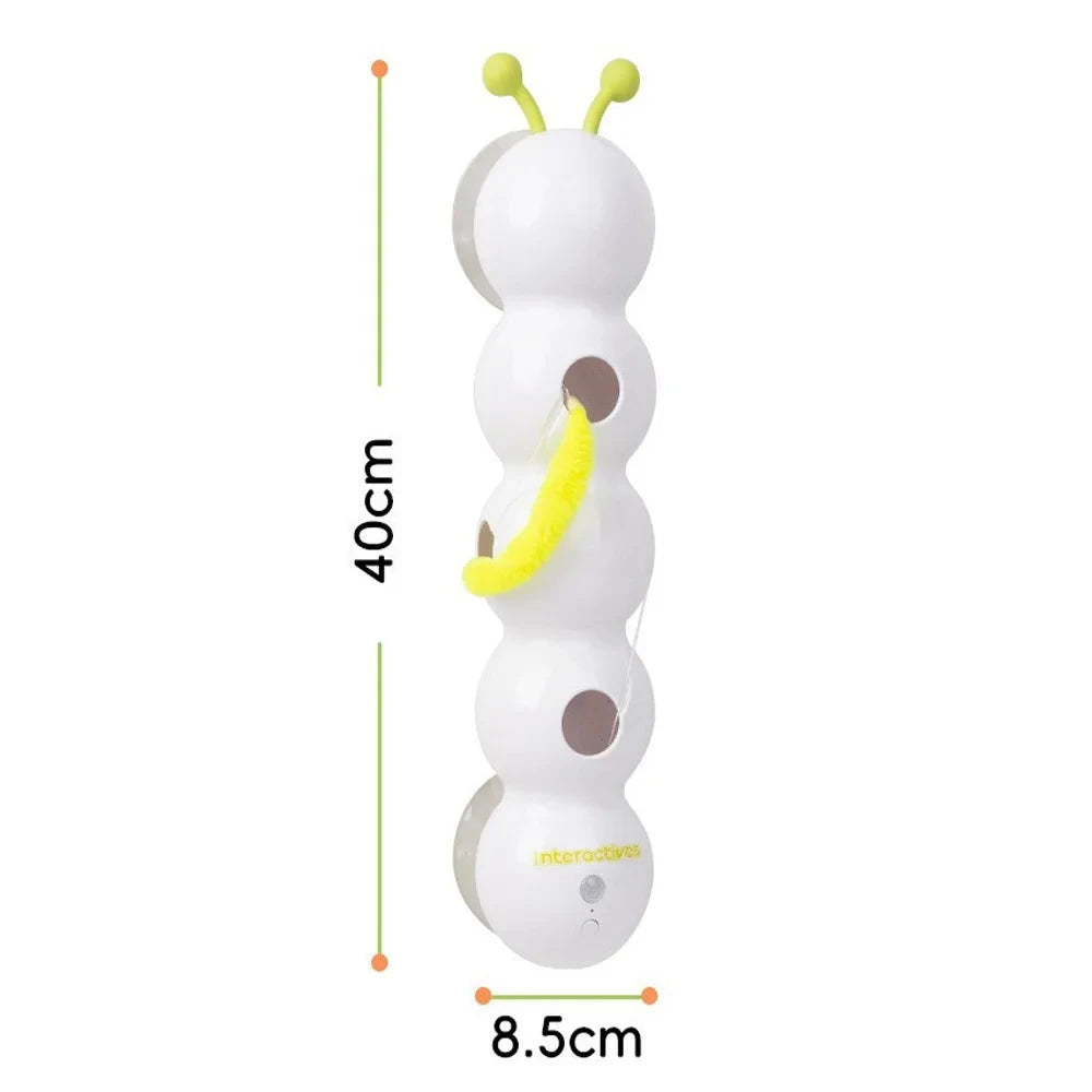 Caterpillar Interactive Cat Toy Motion Activated Wack A Worm Post Toy Rechargeable Automatic Teasing Cat Toy with Tail for Cats Beauty World Shop