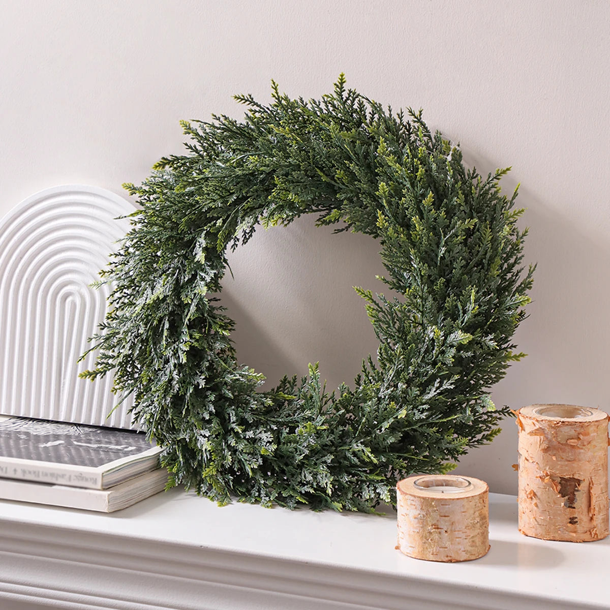 SIA FLOWER Cedar Artificial Flower Ring PE Material Cedar Grass Ring Artificial Plants Garden Decor Home Decor Beauty World Shop