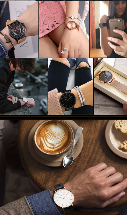 Hannah Martin Brand Fashion  Japan Quartz Wrist Watches Silver Brown Leather Men Watch Waterproof Dress Watch Men Casual Beauty World Shop