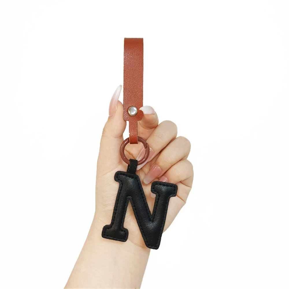 Creative PU Leather 26 Letter Keychains Fashion Alphabet Keyrings Handbag Ornaments Pendant Car Key Holder Accessories Gifts Beauty World Shop