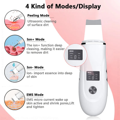 Ultrasonic Face Scrubber Facial Peeling Skin Scrubber Deep Facial Cleaning Spatula Acne Pore Ultrasonic Scrubber Facial Cleanser Beauty World Shop