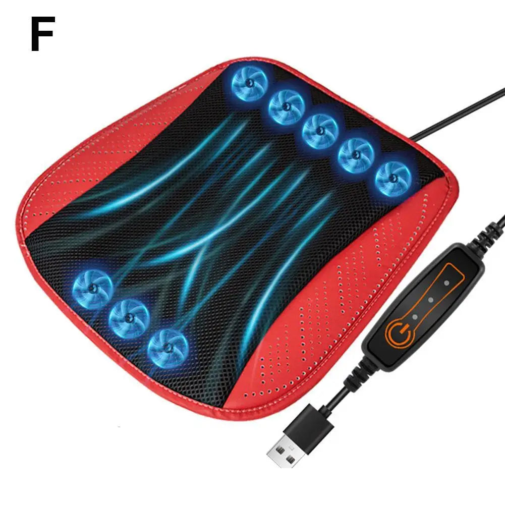 Summer Universal Car Cooling Cushion with 5/8 Fans, Three Wind Adjustment Cooled Chair Pad USB Seat Cushion Interior Accessories Beauty World Shop