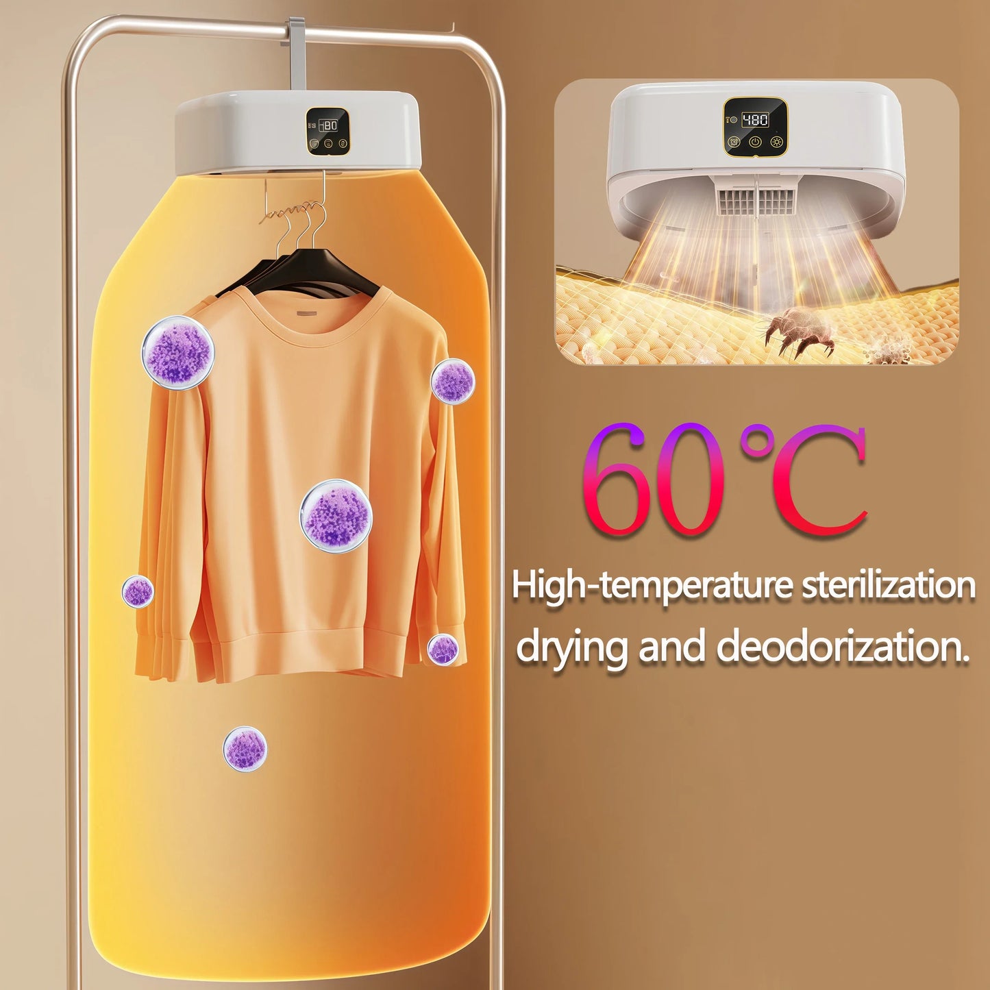 JKUOO 30min quick dry  Electric Clothes Dryer 600W Portable Compact Foldable Laundry Dryer Machine 60 ° C sterilize & deodorize