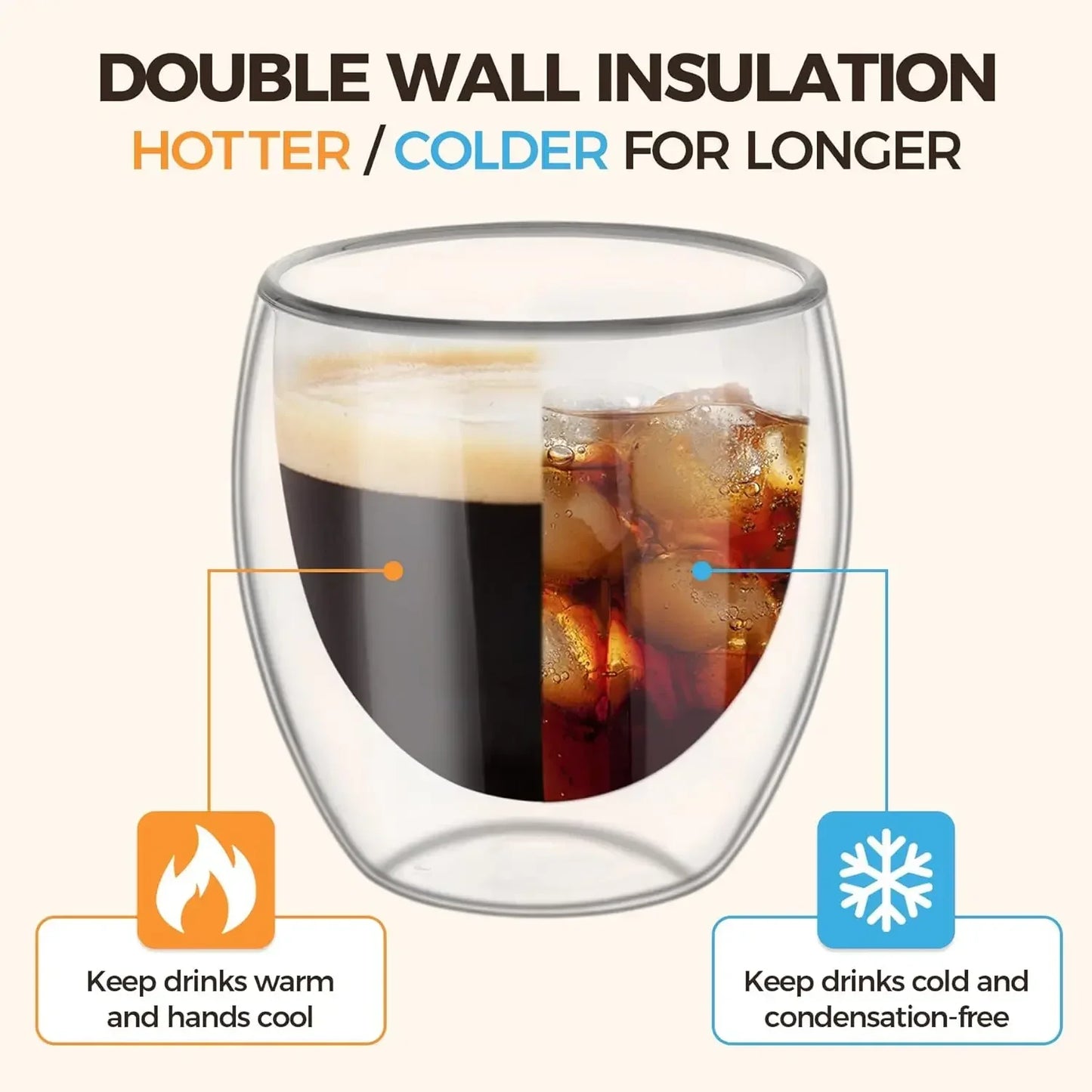 6pcs Double Wall Glass Cup 80ml Cute Mugs Coffee Cups Drinking Glasses for Drinks Personalized Mug Beer Tea Cup Set Beauty Trend Shop