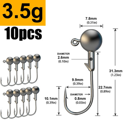 JYJ 1g 2g 3g 4g 5g 10g 20g 22g 25g 28g crank Jig head hook fishing hook head Jig lure hard bait soft worm jig hook for fishing Beauty World Shop
