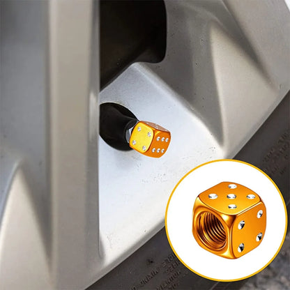 Aluminum Dice Tire Valve Caps Dustproof Car Truck Motocycle Bike Dice Wheel Stem Tyre Tire Wheel Stem Air Valve Dust Cap Cover Beauty World Shop
