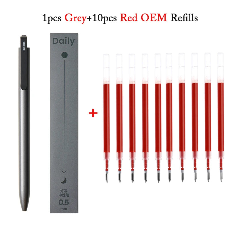 KACO Gel Pens Press Signature Pen Stationery Metal Pen Clip 0.5mm Black Ink Quicking Drying Large Capacity 800M Smooth Writing Beauty World Shop