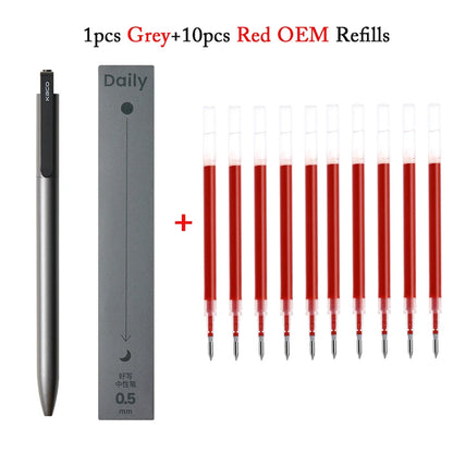 KACO Gel Pens Press Signature Pen Stationery Metal Pen Clip 0.5mm Black Ink Quicking Drying Large Capacity 800M Smooth Writing Beauty World Shop