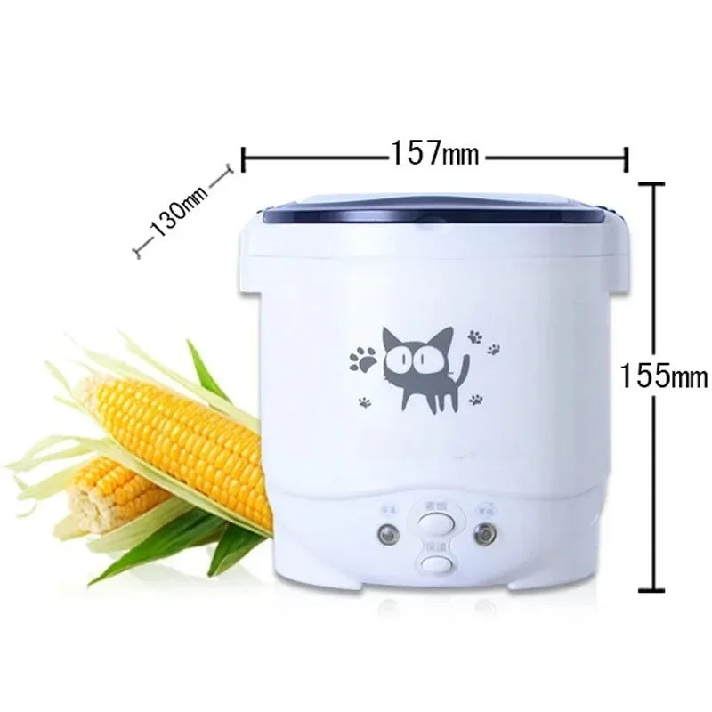 Electric Mini Rice Cooker Portable MultiCooker Household Rice Cookers 12V 24V 220V Pot Cooking Machine Pans For Car Truck Home Beauty World Shop