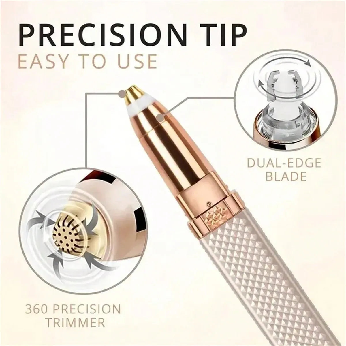1pc Rechargeable 2-In-1 Eyebrow Razor And Hair Shaver With LED Light - Painlessly Remove Peach Fuzz, Facial Hair, Eyebrows, Lips Beauty World Shop