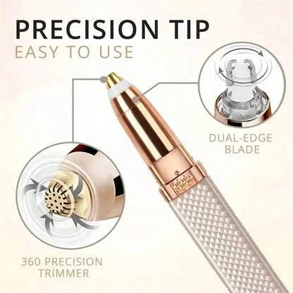1pc Rechargeable 2-In-1 Eyebrow Razor And Hair Shaver With LED Light - Painlessly Remove Peach Fuzz, Facial Hair, Eyebrows, Lips Beauty World Shop