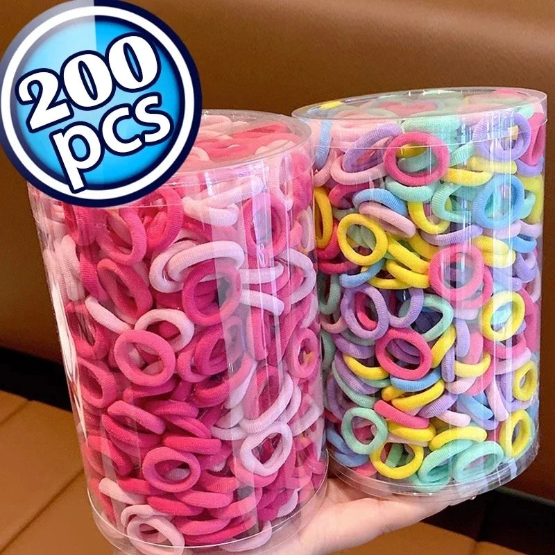 200PCS Women Girls Colorful Nylon Elastic Hair Bands Ponytail Hold Small Hair Tie Rubber Bands Scrunchie Hair Accessories Beauty World Shop