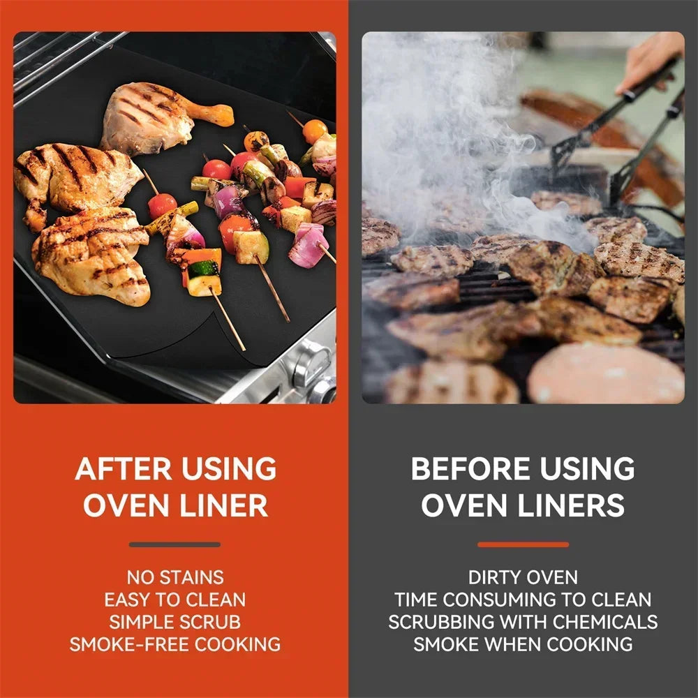 Oven Liners for Bottom of Electric Gas Oven Reusable Non-Stick Teflon Protector Mat Heat Resistant Grill Mats Beauty World Shop