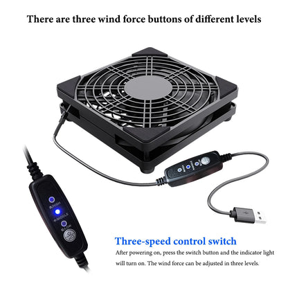 5V USB router cooling fan, with three-speed adjustable function. Style is suitable for cooling various devices. Beauty World Shop