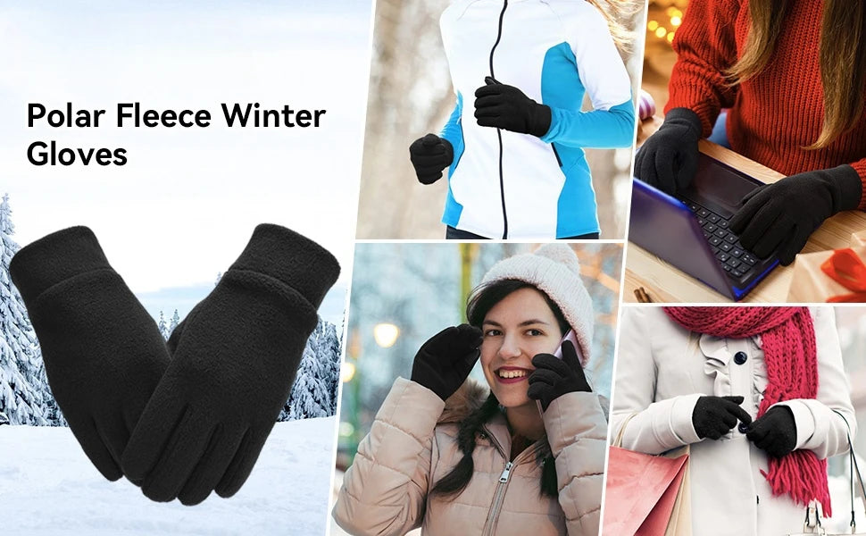 Warm Winter Gloves Polar Fleece Cold Weather Gloves Touch Screen Women and Men Thermal Gloves for Running Hiking Beauty World Shop