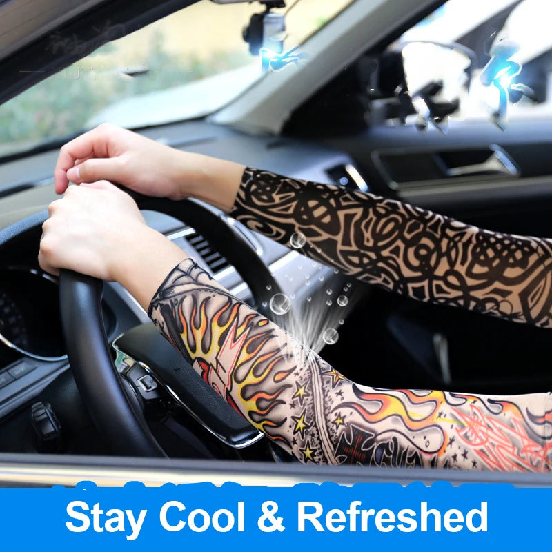6 PCS Tattoo Sleeves Unisex Summer Cycling Sun Protection Arm Covers Beach Driving Fishing Breathable Nightclub Elastic Sleeves Beauty World Shop