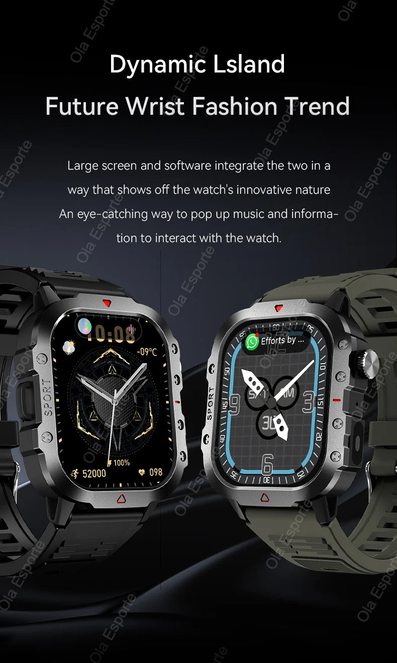 New Military GPS Smart Watch Men Flashlight Compass Waterproof Outdoor Sports Tracker Bluetooth Calls Smartwatch For Android IOS