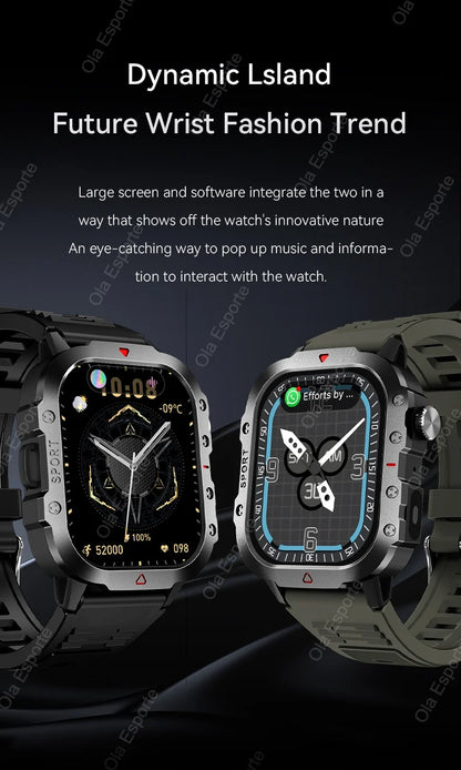 New Military GPS Smart Watch Men Flashlight Compass Waterproof Outdoor Sports Tracker Bluetooth Calls Smartwatch For Android IOS