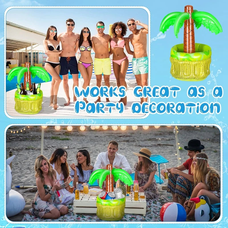 Inflatable Palm Tree Ice Bucket Bear Cooler Drink Holder Hawaiian Birthday Decoration Summer Beach Pool Party Supplies Balloon Beauty World Shop
