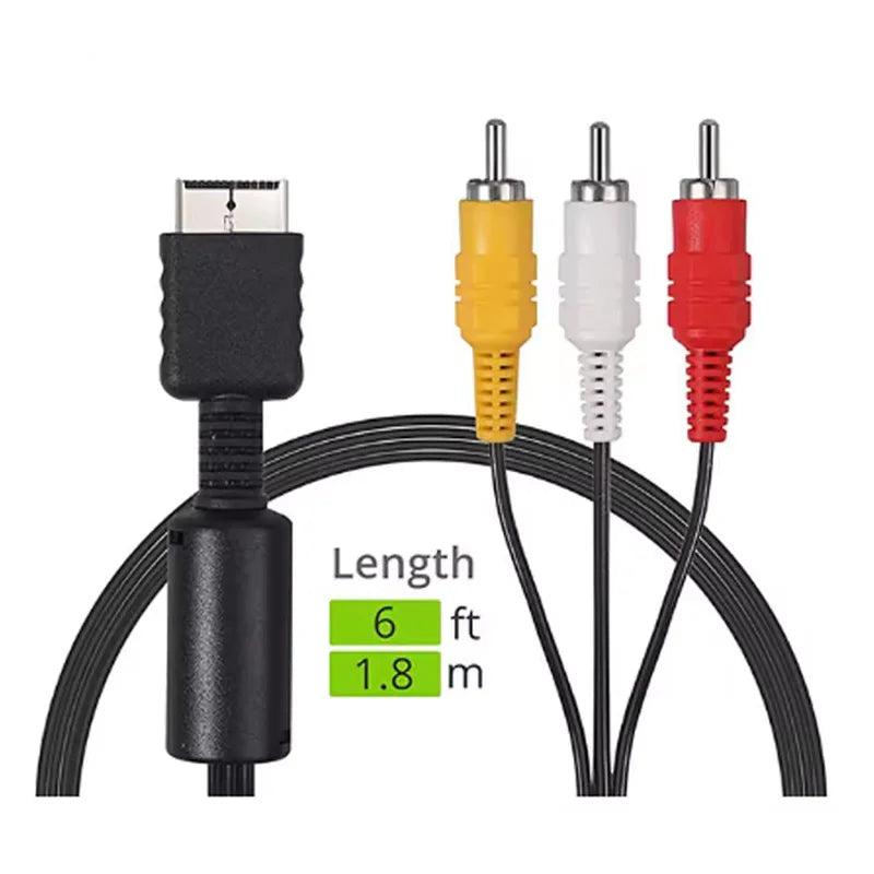 6ft/1.8M AV Cable for PS3 PS2 PS1 PlayStation Splitter RCA Audio Video Extend Cord to Monitor TV RCA Wire Converter Adapter New Beauty World Shop