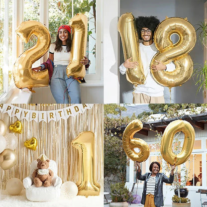 1PCS 40 inch large white gold light gold digital foil balloon for girls' birthdays helium big number0-9 balloon decoration Beauty World Shop