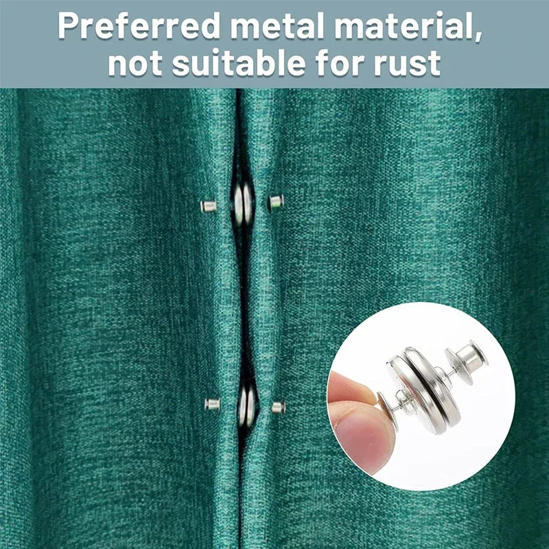 4/8Pairs Curtain Magnetic Button Detachable Curtain Fix Fastener Clip Prevent Light Adjustment Window Screen Close Magnet Buckle Beauty World Shop