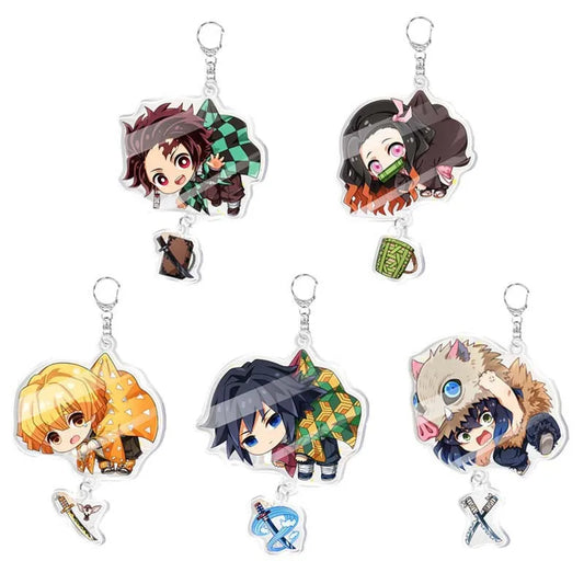 Demon Slayer doll toy Kimetsu No Yaiba Blade of Ghost Keychain Acrylic Pendant Car Key Chain Fans kids Xmas Gift Anime Jewelry Beauty World Shop