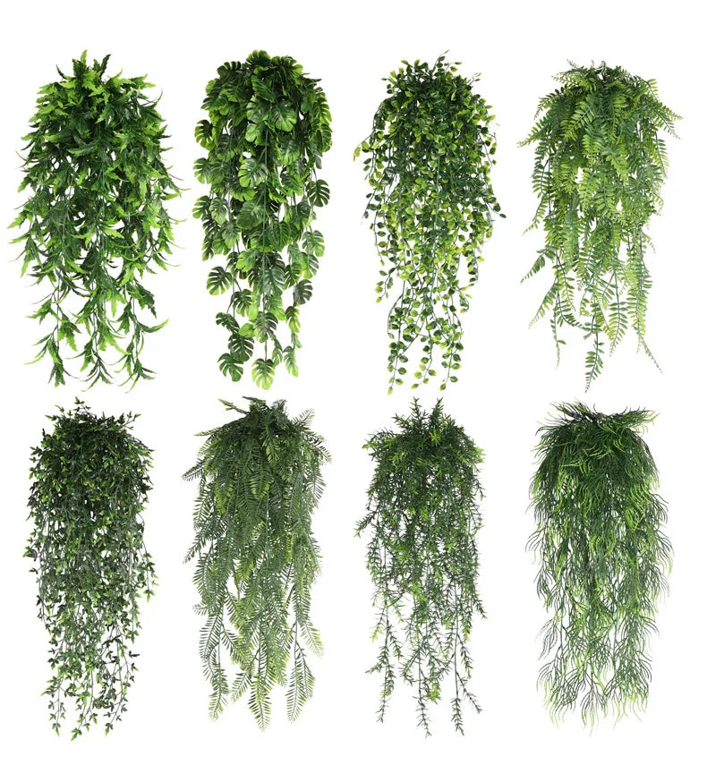 90cm Persian fern Leaves Vines Home Room Decor Hanging Artificial Plant Plastic Leaf Grass Wedding Party Wall Balcony Decoration Beauty World Shop