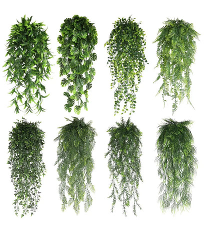 90cm Persian fern Leaves Vines Home Room Decor Hanging Artificial Plant Plastic Leaf Grass Wedding Party Wall Balcony Decoration Beauty World Shop