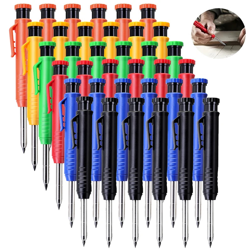 6Pcs Engineering Drawing Woodworking Marking Mechanical Pencils, 2.8mm Long Head Carpenter Pencil, Applicable Construction Works Beauty World Shop