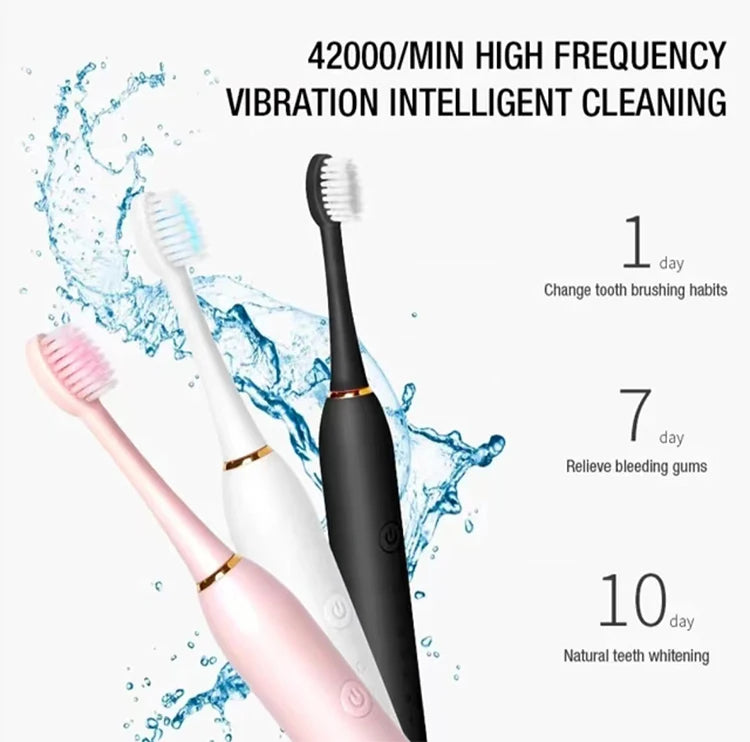 Electric Ultrasonic Toothbrush Six Speed Mode Home Soft Hair USB Charging Waterproof Adult Tooth Cleaner Automatic Couple Set Beauty World Shop