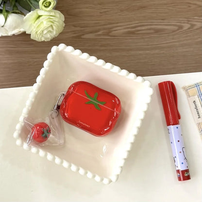 [Jm] Niche cute semi-transparent tomatoes are suitable for airpods 4th generation bluetooth headset case 2nd/3rd generation
