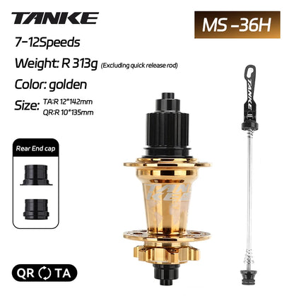 TANKE 120 Click Hub 6 Bearing Mountain Bike MTB Hub Front Rear 32 36 Holes QR Thru-axle Exchange Disc Brake Bicycle Hubs HG MS Beauty World Shop