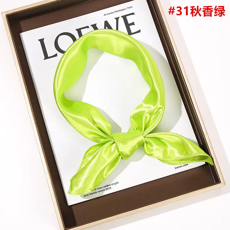 New Solid 60x60cm Square Scarf Single Imitation Silk Bright Light And Satin Performance Scarves Party Gift Beauty World Shop