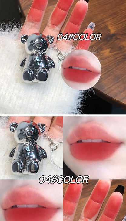 ART VALUE Bear Doudoun Velour Lip Clay matte Mist Face with White grey pink keychain lip glaze Beauty Trend Shop