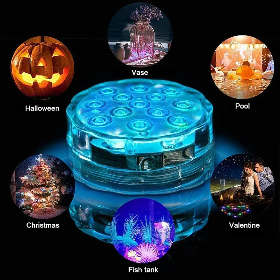 10 LED RGB Underwater Lights with Magnetic Suction Cups 16 Color Lights Fish Tank Pool Underwater Lighting Plant Grow Lights Beauty World Shop