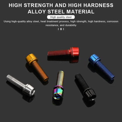 6Pcs Bicycle Handlebar Stem Screw With Washer M5*18mm Alloy Steel Hexagon Bolts MTB Road Bike Stem Bolts Colorful Fixing Screws Beauty World Shop