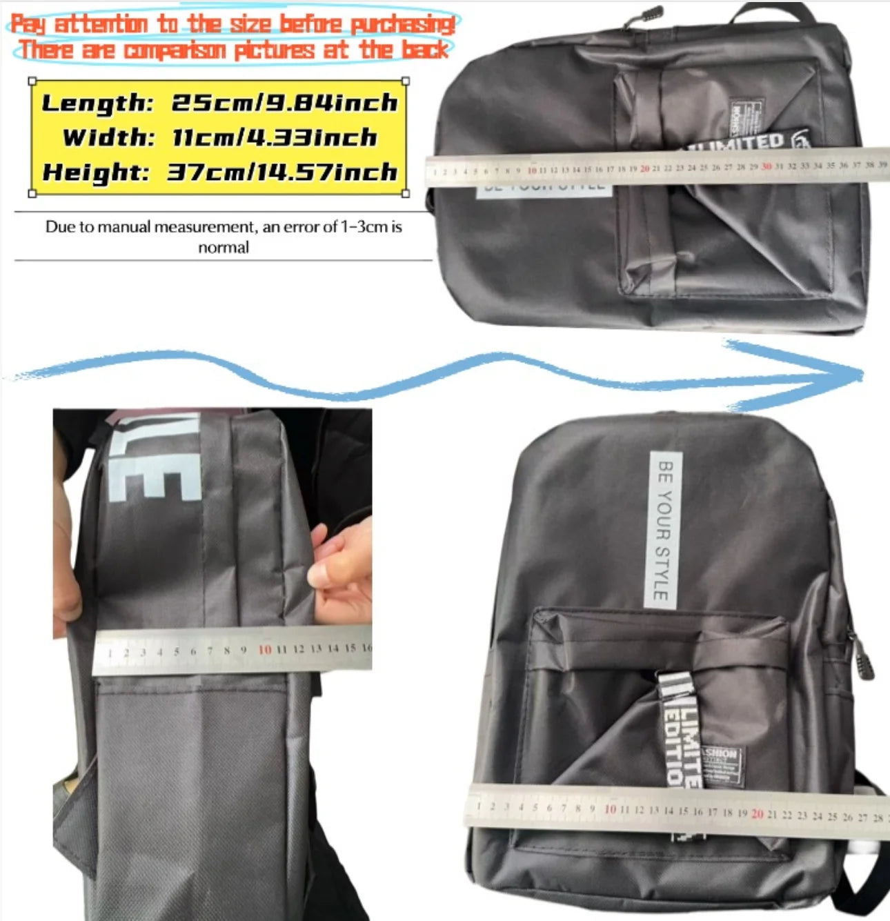 Fashion trend backpack backpack for men and women junior high school high school student bag large capacity korean version of th Beauty World Shop