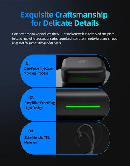 KZ AE01 Wireless Ear Hook Bluetooth-compatible 5.4 Earphones Cable With Charging Case C PIN Connector For PR1PRO DQ6 ZVX EDXPRO