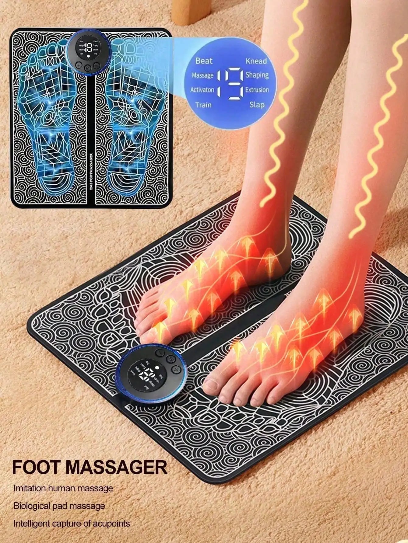 EMS Foot Massager Rechargeable Massage Pad Foot Relaxation Pad Electric Foot Massage Tools Promote Blood Circulation Beauty World Shop