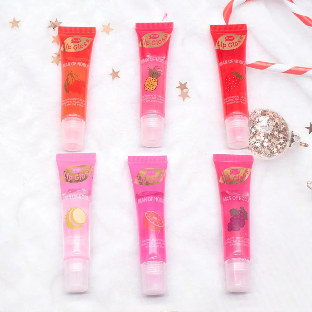 6pcs/set, Moisturizing Clear Lip Gloss, Pineapple, strawberry, grapes Translucent Plumping Lip Oils Gift Set Beauty Trend Shop
