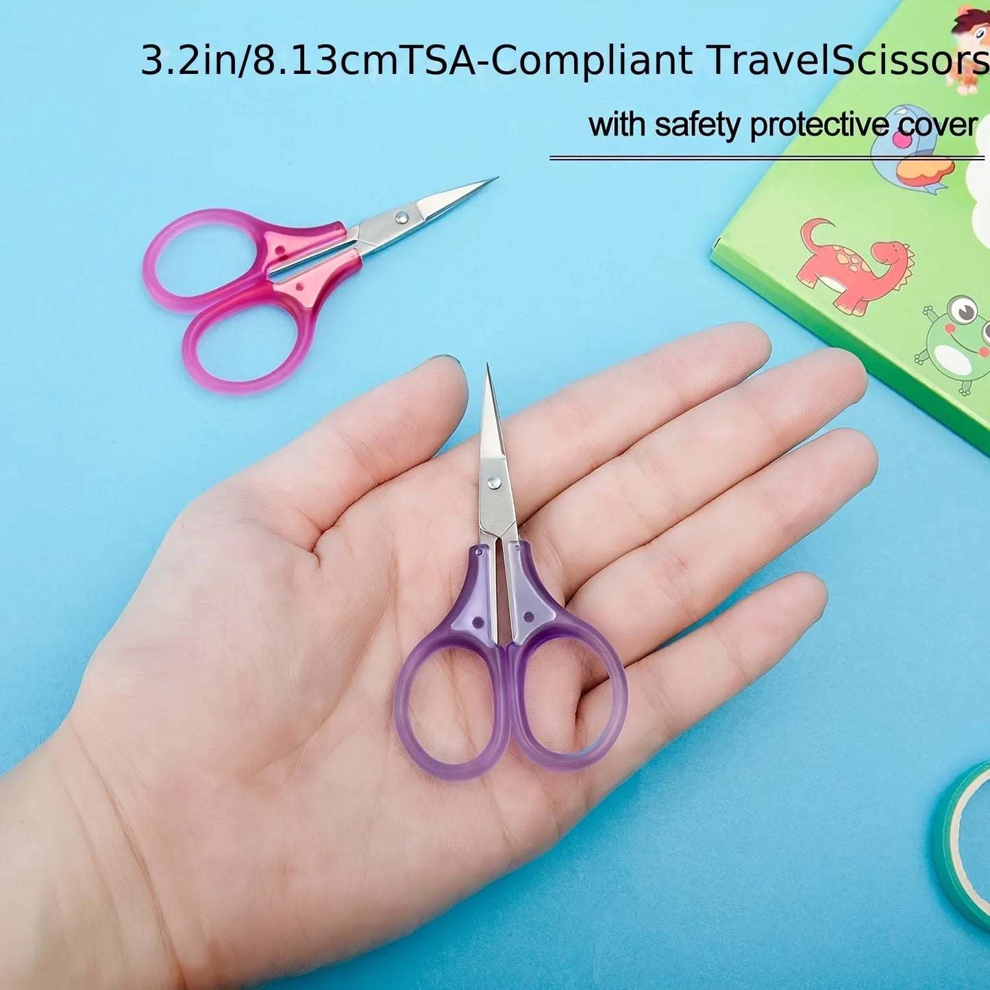 1pc Compact Precision Craft Scissors Sharp Stainless Steel Blades with Protective Cap, Tsa-Approved for Travel Stationery Beauty World Shop