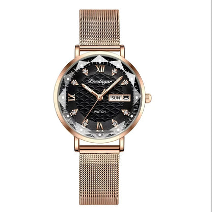 POEDAGAR Top Elegant Women's Watches Stainless Steel Date Week Woman Watch Waterproof Luminous Fashion Ladies Watch Quartz Reloj Beauty World Shop