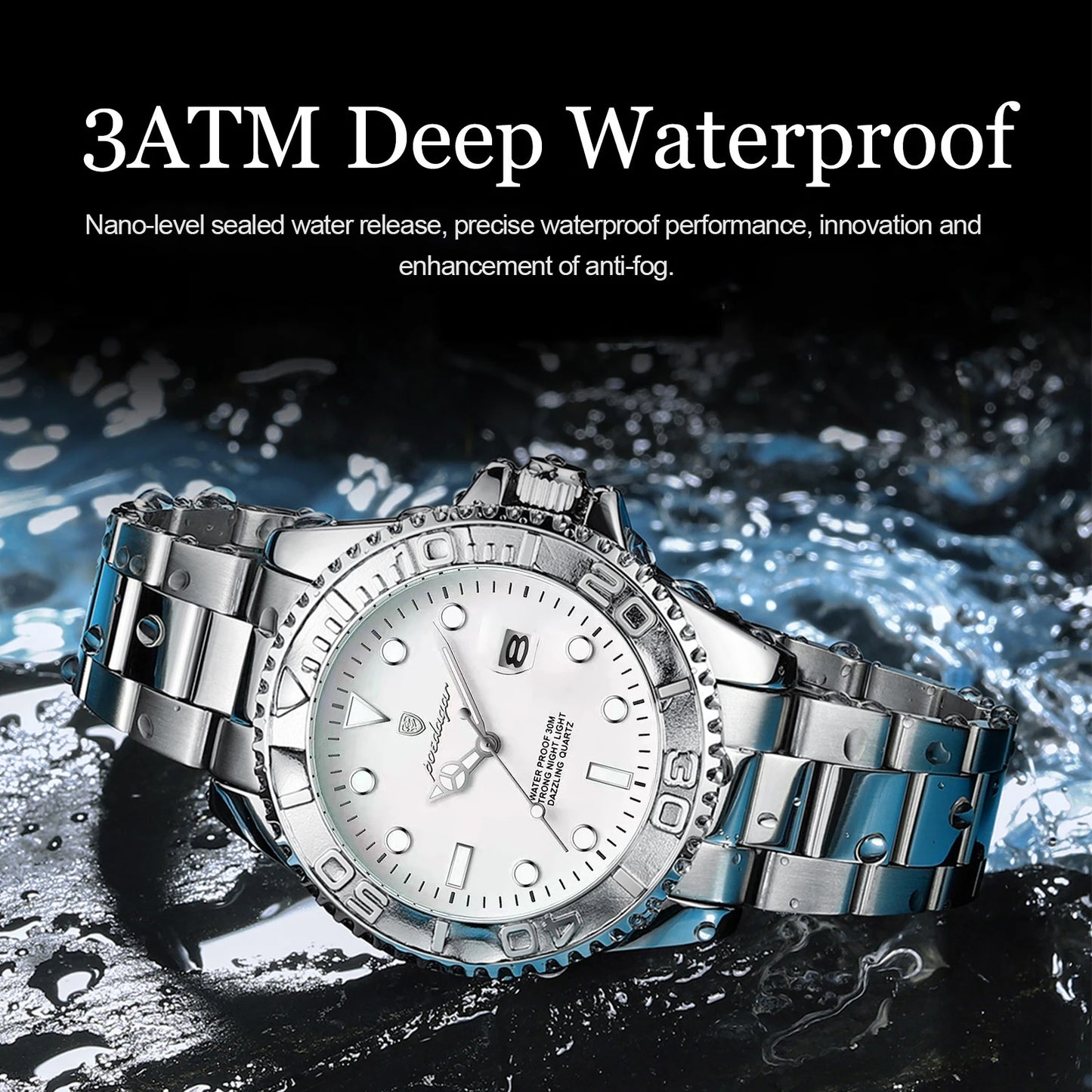 POEDAGAR Casual Fashion Man Wristwatch Waterproof Luminous Date Exquisite Men Watch Stainless Steel Classic Men's Quartz Watches Beauty World Shop