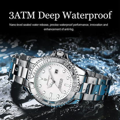 POEDAGAR Casual Fashion Man Wristwatch Waterproof Luminous Date Exquisite Men Watch Stainless Steel Classic Men's Quartz Watches Beauty World Shop