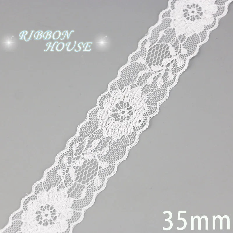 (5 yards/roll) white Lace ribbon fabric Webbing Decoration Lovely gift packing polyester Material Home Accessories Store