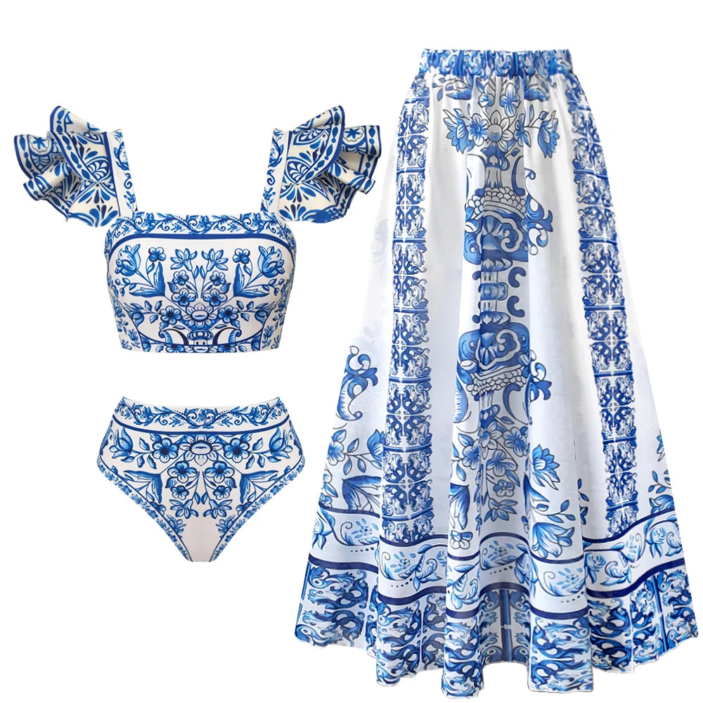 2026 New Sexy Ruffle Bikini Set Printed Brazilian Biquini Women Swimwear Skirt Bathing Suit Girls Summer Beachwear Dress Beauty World Shop